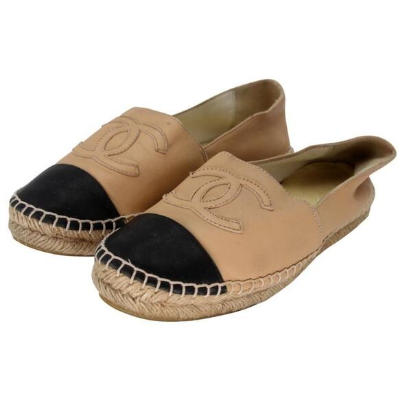 Chanel Espadrille 36 Leather Cap Toe Cc Flats CC-0402N-0098 - Picture 4 of 10